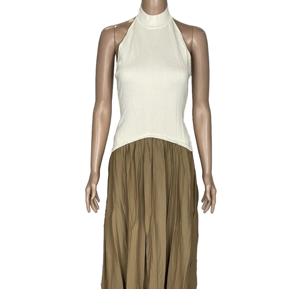 NEW SOLID & STRIPED Women's Dress The Halter Soglio Size M Camel by